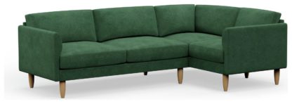 An Image of Hutch Slim Velvet Curve Arm 5 Seater Corner Sofa - Ink Blue