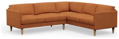 An Image of Hutch Fabric Curve Arm 6 Seater Corner Sofa - Rust