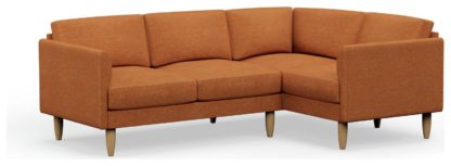 An Image of Hutch Fabric Curve Arm 4 Seater Corner Sofa - Oat