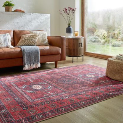 An Image of Kasra Persian Washable Rug Red