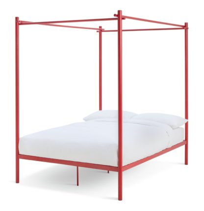 An Image of Habitat 60 Akari Kingsize Metal Bed Frame - Red