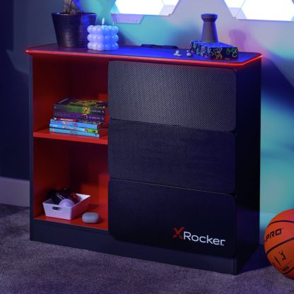 An Image of X Rocker Carbon Tek 3 Drawer Chest - Black