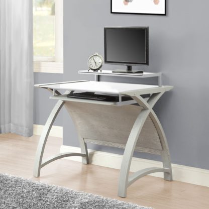 An Image of Helsinki Desk with Monitor Shelf Grey