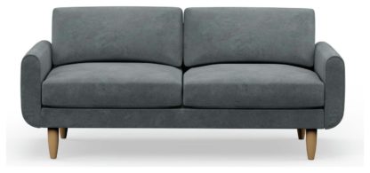 An Image of Hutch Velvet Round Arm 3 Seater Sofa - Slate Grey