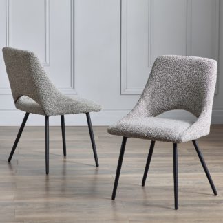 An Image of Iris Set Of 2 Dining Chairs, Boucle Grey