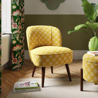 An Image of Elsie Cocktail Chair, Flatweave Daisy Print Yellow