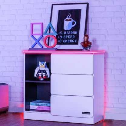 An Image of X Rocker Carbon Tek 3 Drawer Chest - White