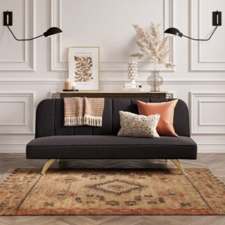 An Image of Burlington Velvet 2 Seater Sofa Bed Black