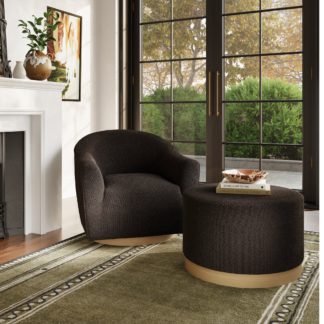 An Image of Daphne Boucle Swivel Chair Black