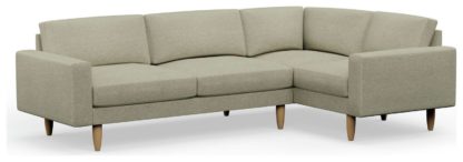 An Image of Hutch Slim Fabric Block Arm 5 Seater Corner Sofa - Dove Grey