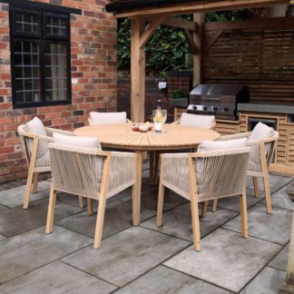 An Image of Roma 6 Seater Dining Set with 6 Roma Chairs Natural