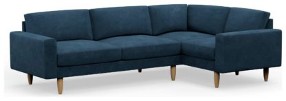 An Image of Hutch Slim Velvet Block Arm 5 Seater Corner Sofa- Sage Green