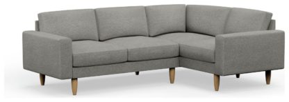 An Image of Hutch Fabric Block Arm 4 Seater Corner Sofa - Aegean Blue