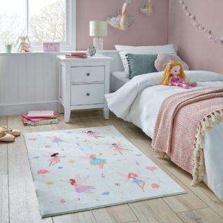 An Image of Meadow Fairies Washable Faux Fur Rug MultiColoured