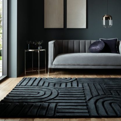 An Image of Supersoft Lush Geometric Fux Fur Arch Rug Mulberry