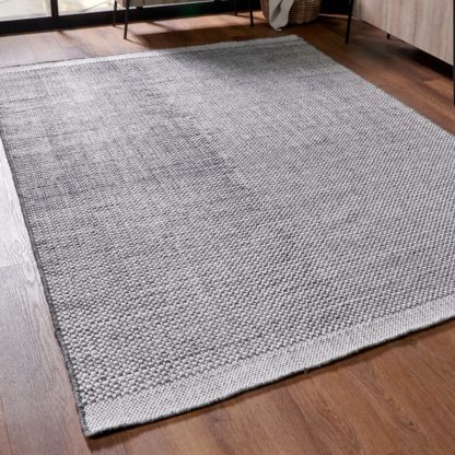 An Image of Basket Weave Rectangular Rug Graphite (Grey)