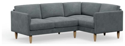 An Image of Hutch Velvet Curve Arm 4 Seater Corner Sofa - Sage Green