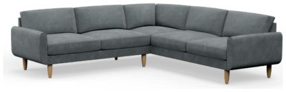 An Image of Hutch Velvet Round Arm 7 Seater Corner Sofa - Sage Green