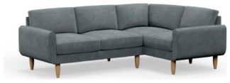 An Image of Hutch Velvet Round Arm 4 Seater Corner Sofa - Slate Grey