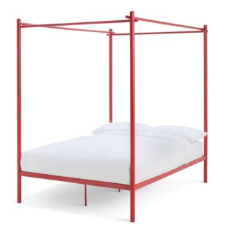 An Image of Habitat 60 Akari Double Metal Bed Frame - Red