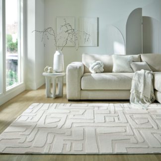 An Image of Boucle Carved Faux Fur Rug Cream