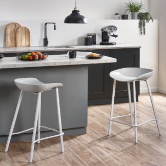 An Image of Renzo Set Of 2 Bar Stools, Metal Grey