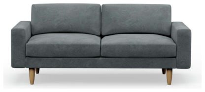 An Image of Hutch Velvet Block Arm 3 Seater Sofa - Slate Grey