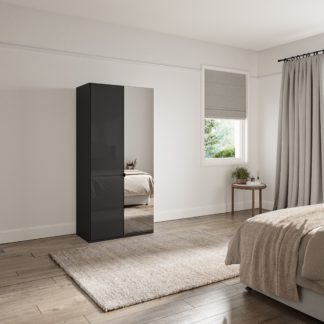 An Image of Wiemann Kahla 2 Door Mirrored Wardrobe Graphite (Grey)