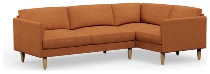 An Image of Hutch Slim Fabric Curve Arm 5 Seater Corner Sofa - Rust