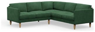 An Image of Hutch Plus Velvet Curve Arm 5 Seater Corner Sofa- Sage Green