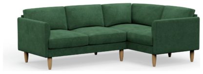 An Image of Hutch Velvet Curve Arm 4 Seater Corner Sofa - Sage Green