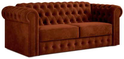 An Image of Jay-Be Chesterfield Fabric 3 Seater Sofa Bed - Orange