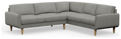 An Image of Hutch Fabric Round Arm 6 Seater Corner Sofa - Oat