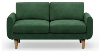 An Image of Hutch Velvet Round Arm 2 Seater Sofa - Sage Green