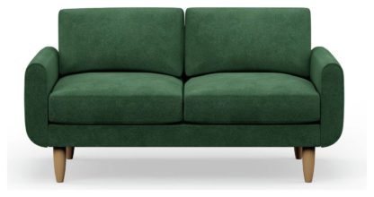 An Image of Hutch Velvet Round Arm 2 Seater Sofa - Sage Green