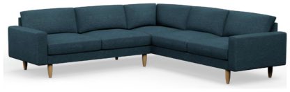 An Image of Hutch Fabric Block Arm 7 Seater Corner Sofa - Oat