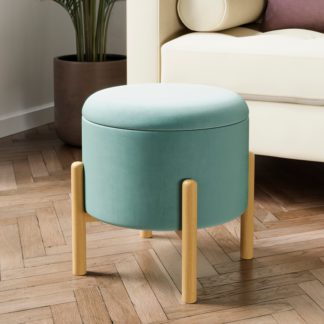 An Image of Marley Storage Footstool, Velvet Lilypad