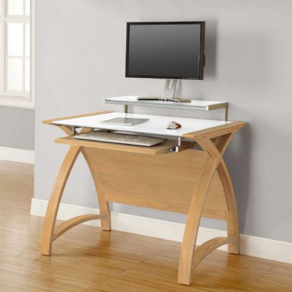 An Image of Helsinki Desk with Monitor Shelf Grey