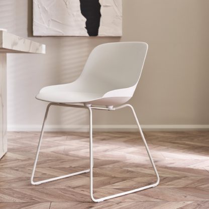 An Image of Rocco Set Of 2 Dining Chairs, Metal White