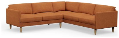 An Image of Hutch Fabric Curve Arm 7 Seater Corner Sofa - Rust