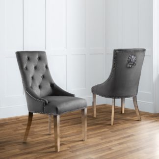 An Image of Gladstone Set Of 2 Lion Head Dining Chairs Grey