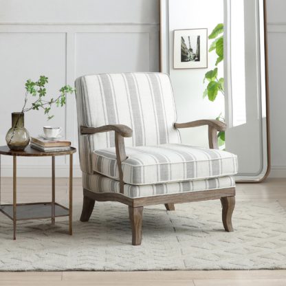 An Image of Esme Linen Stripe Chair Natural