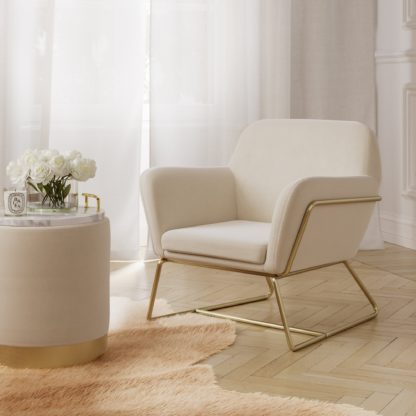 An Image of Charles Velvet Armchair Beige