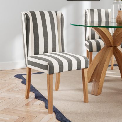 An Image of Oswald Dining Chair, Striped Print Olive