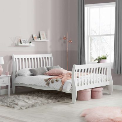 An Image of Belford Wooden Bed Frame, White White