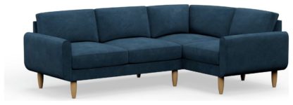 An Image of Hutch Velvet Round Arm 4 Seater Corner Sofa - Slate Grey