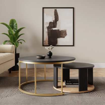 An Image of Georgi Nest of Coffee Tables Black