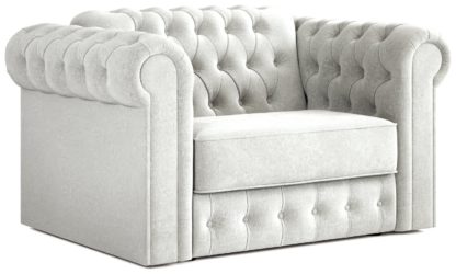 An Image of Jay-Be Chesterfield Fabric Cuddle Sofa Bed - Light Grey