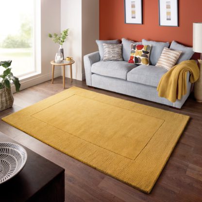 An Image of Boston Wool Border Rug Yellow