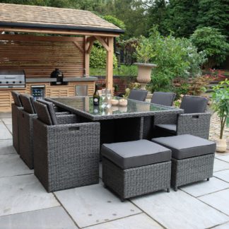 An Image of Paris 10 Seater Cube Dining Set Grey